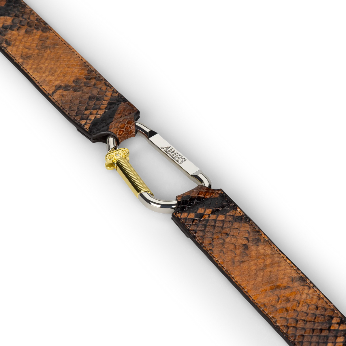 Aries Snake Print Leather Mazzo Belt Brown