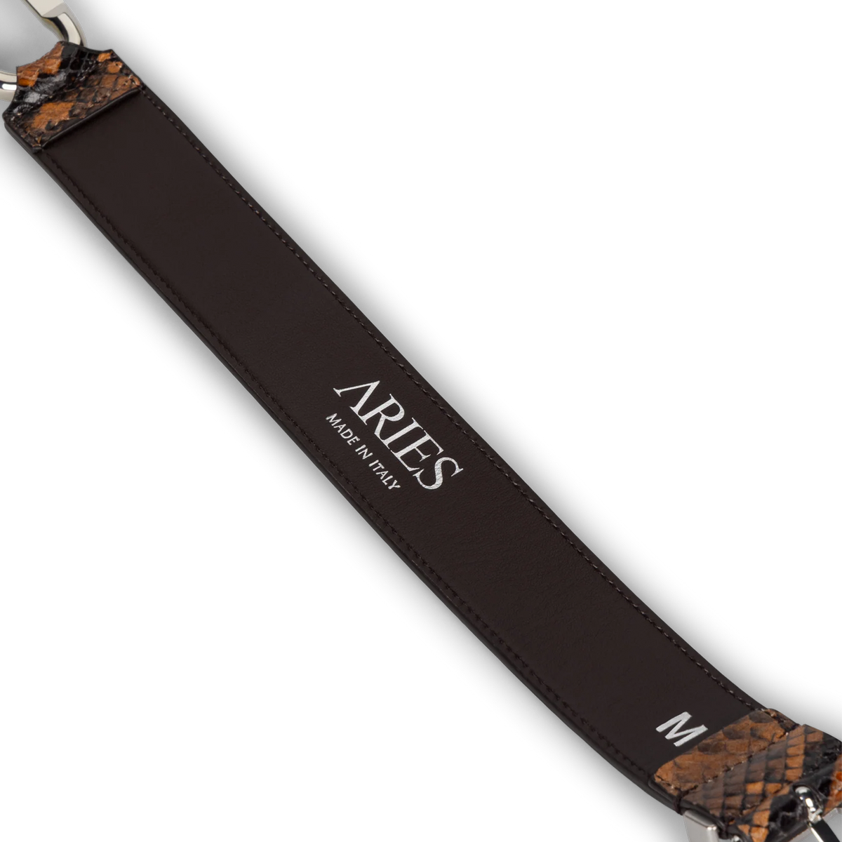 Aries Snake Print Leather Mazzo Belt Brown