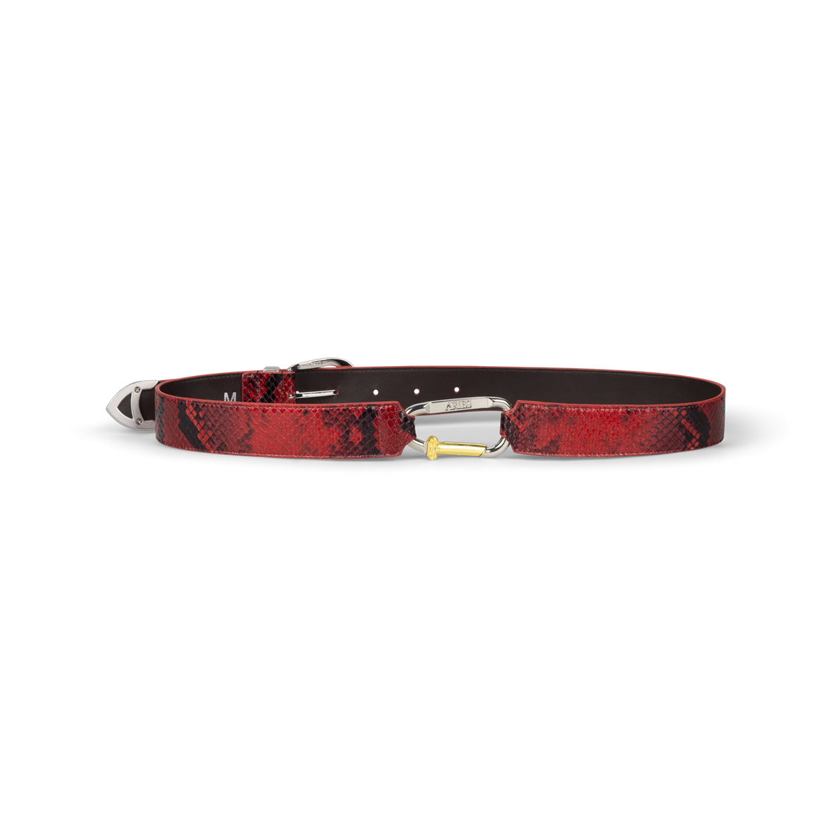 Aries Snake Print Leather Mazzo Belt Red