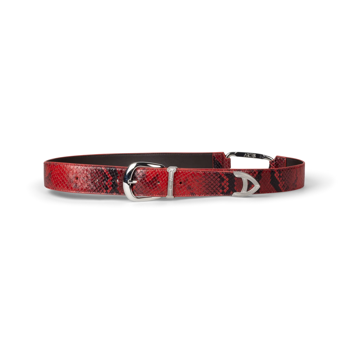 Aries Snake Print Leather Mazzo Belt Red