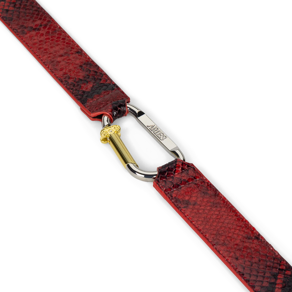 Aries Snake Print Leather Mazzo Belt Red
