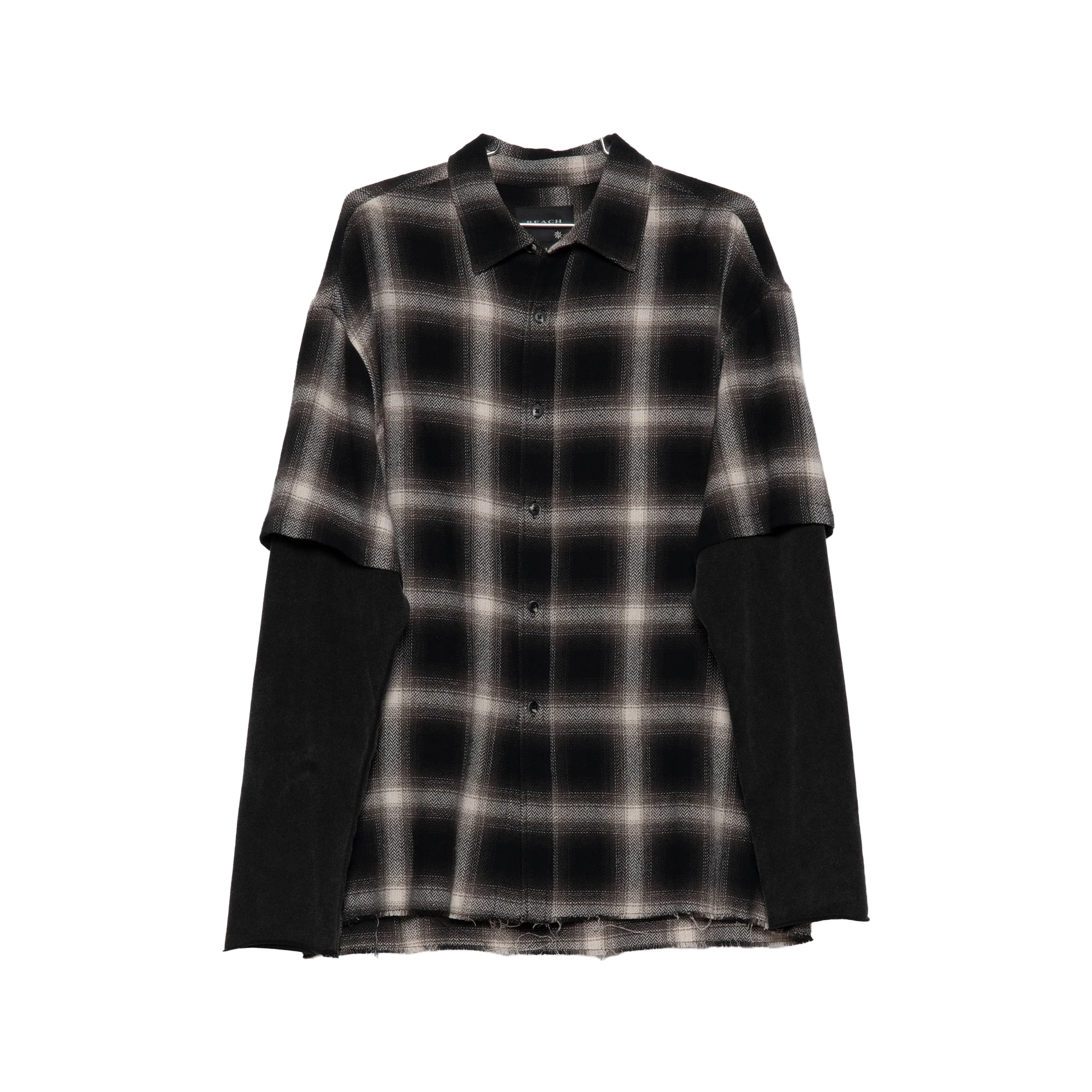 Beach Brains Long Sleeve Layer Shirt Black/Bone Plaid