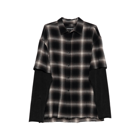 Beach Brains Long Sleeve Layer Shirt Black/Bone Plaid