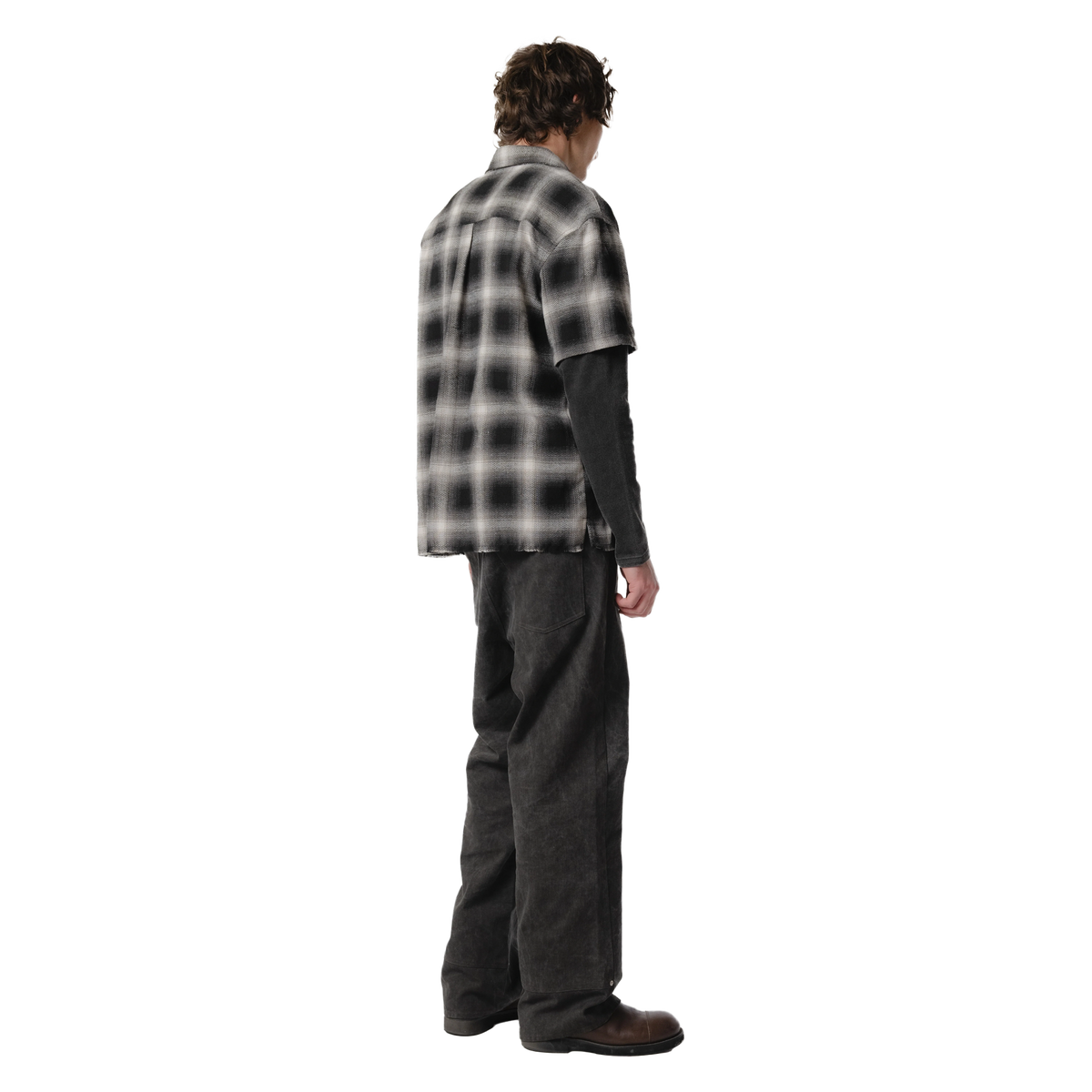 Beach Brains Long Sleeve Layer Shirt Black/Bone Plaid