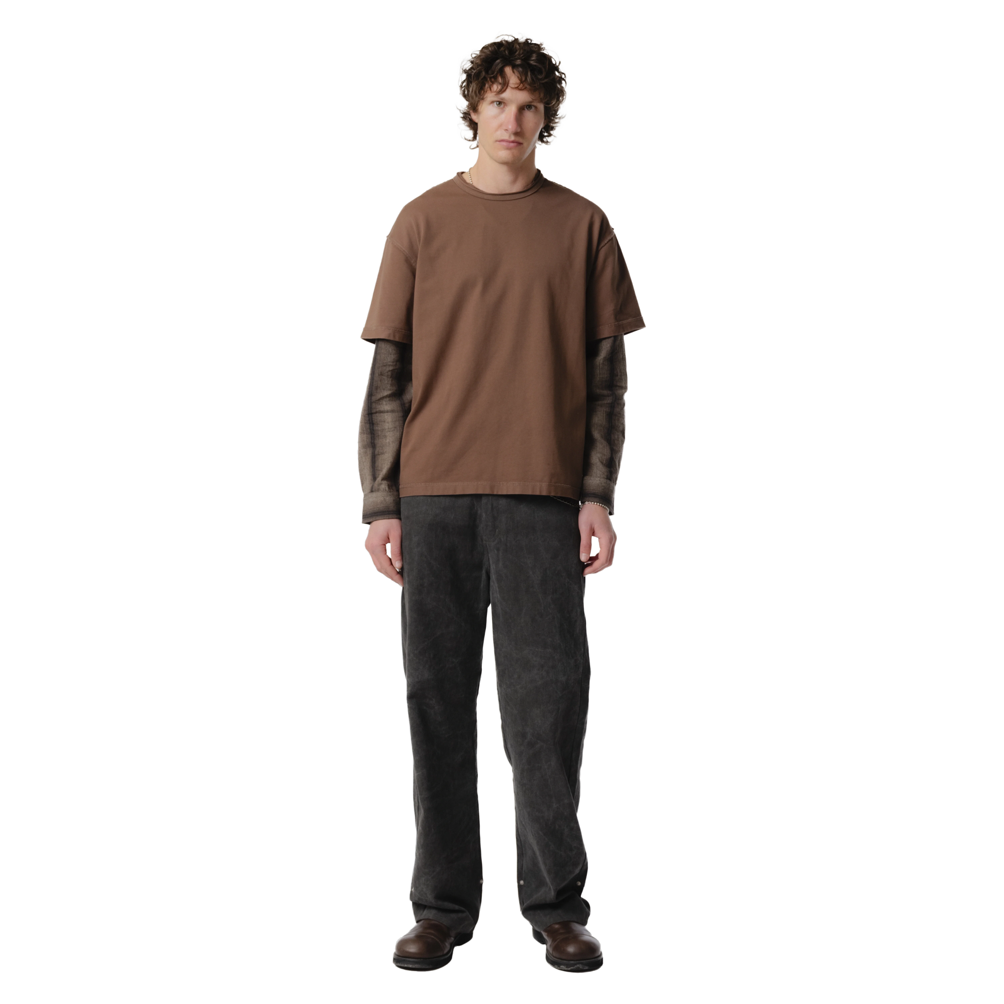 Beach Brains Dead End Shirt Brown/Ash Stripe