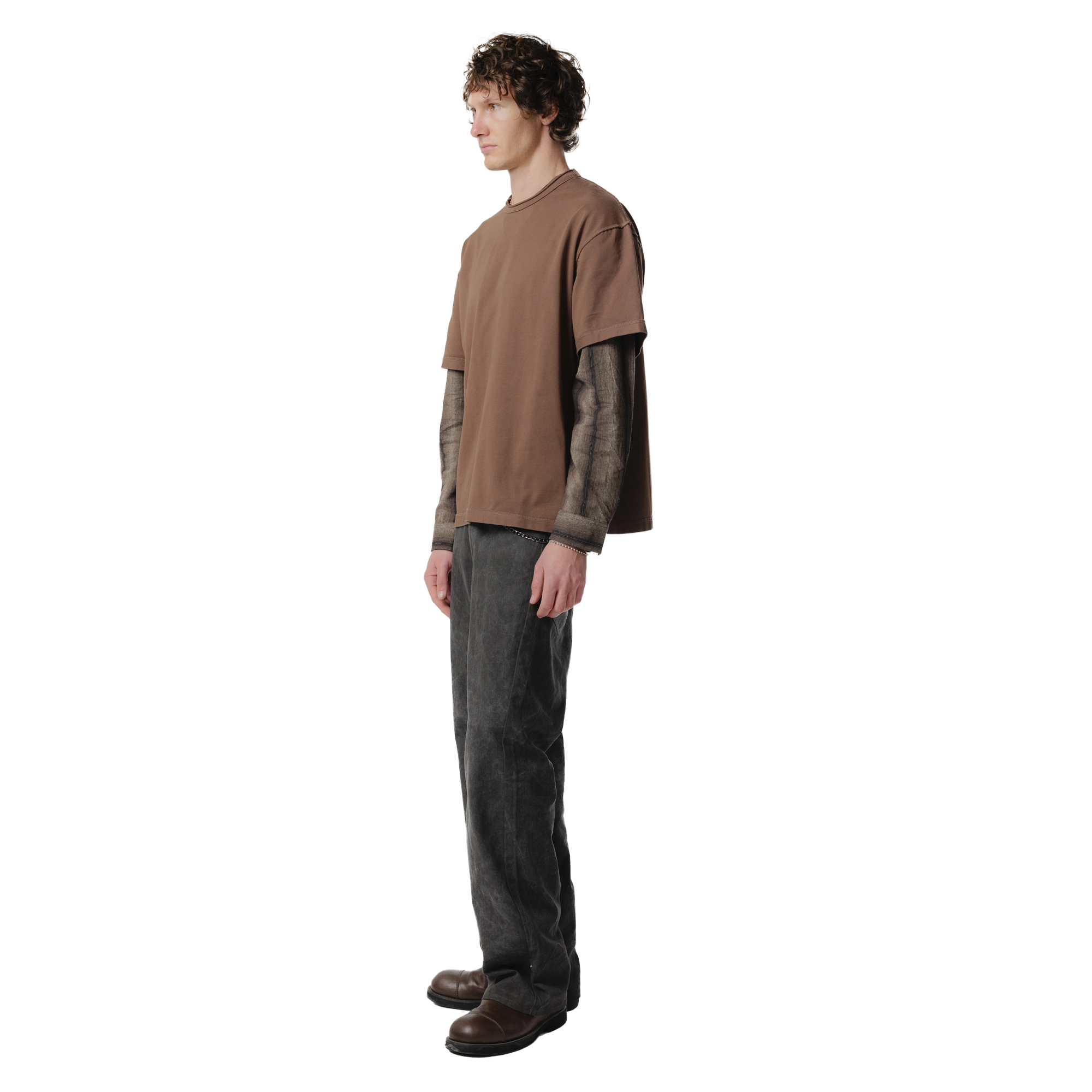 Beach Brains Dead End Shirt Brown/Ash Stripe