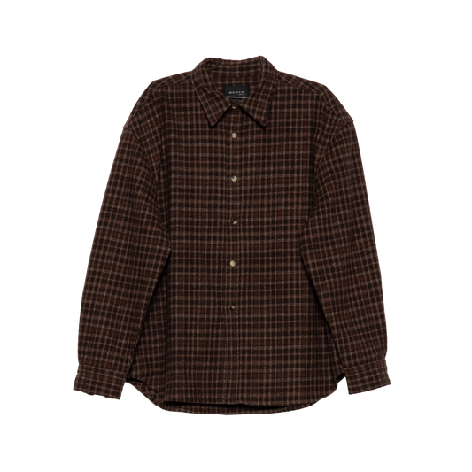 Beach Brains Drop Long Sleeve Shirt Brown Plaid
