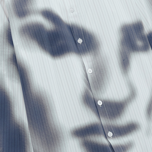 Kidsuper Blurry Face Airbrush Striped Button Up Black