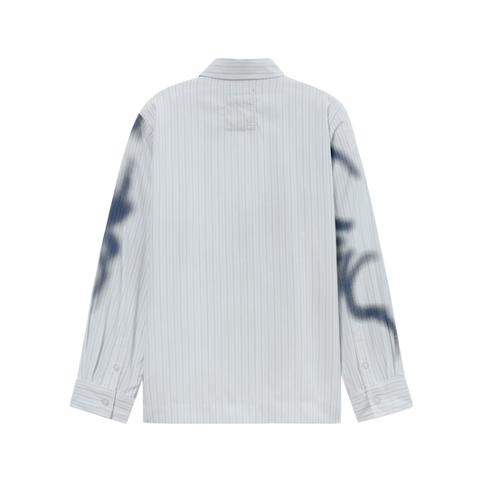 Kidsuper Blurry Face Airbrush Striped Button Up Black