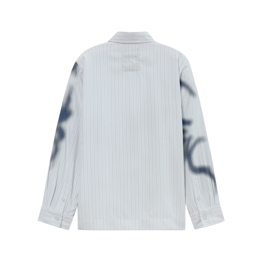 Kidsuper Blurry Face Airbrush Striped Button Up Black
