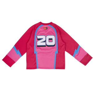 Members of The Rage Bullies LS Football Jersey Cherry Pink