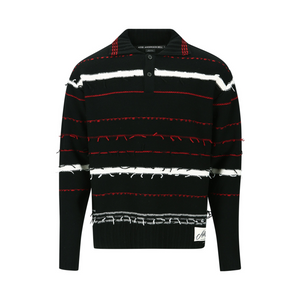 Andersson Bell B&W Stripe Polo Sweater Black ATB1245M