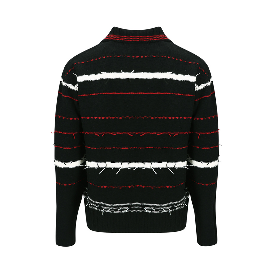 Andersson Bell B&W Stripe Polo Sweater Black ATB1245M