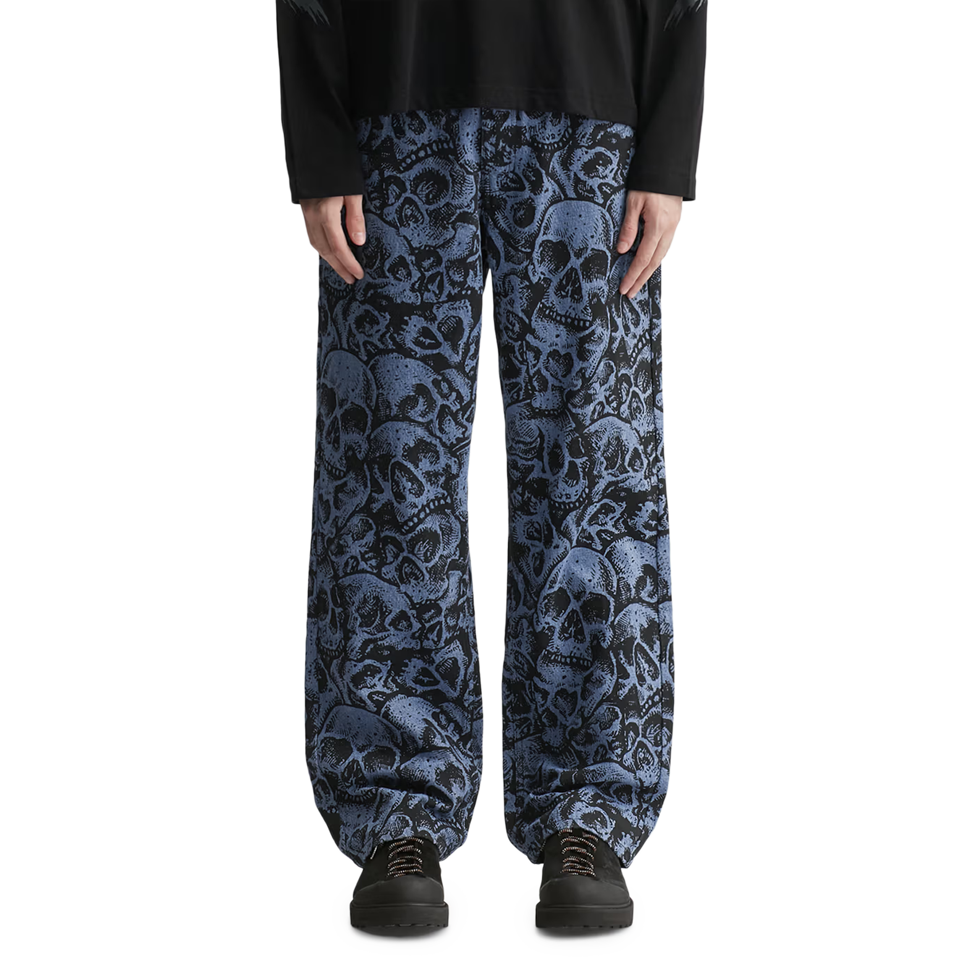 Babylon Skulls Denim Pant Skull Print Blue