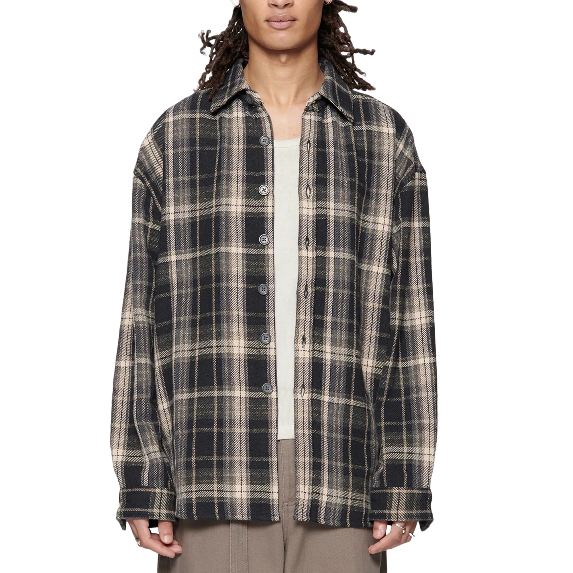 Beach Brains Drop Longsleeve Shirt Navy Check