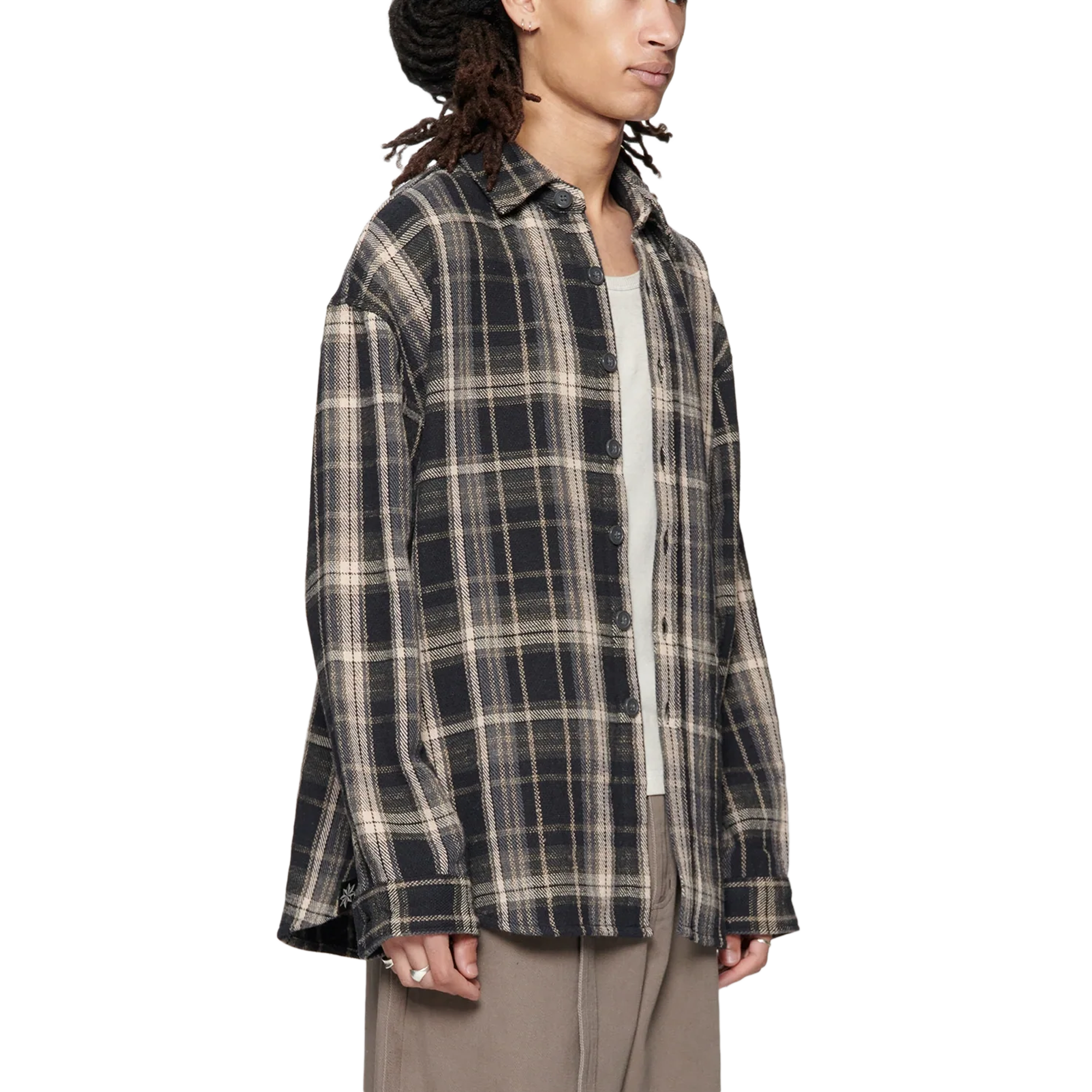 Beach Brains Drop Longsleeve Shirt Navy Check