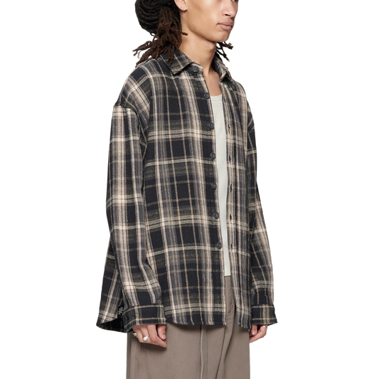 Beach Brains Drop Longsleeve Shirt Navy Check