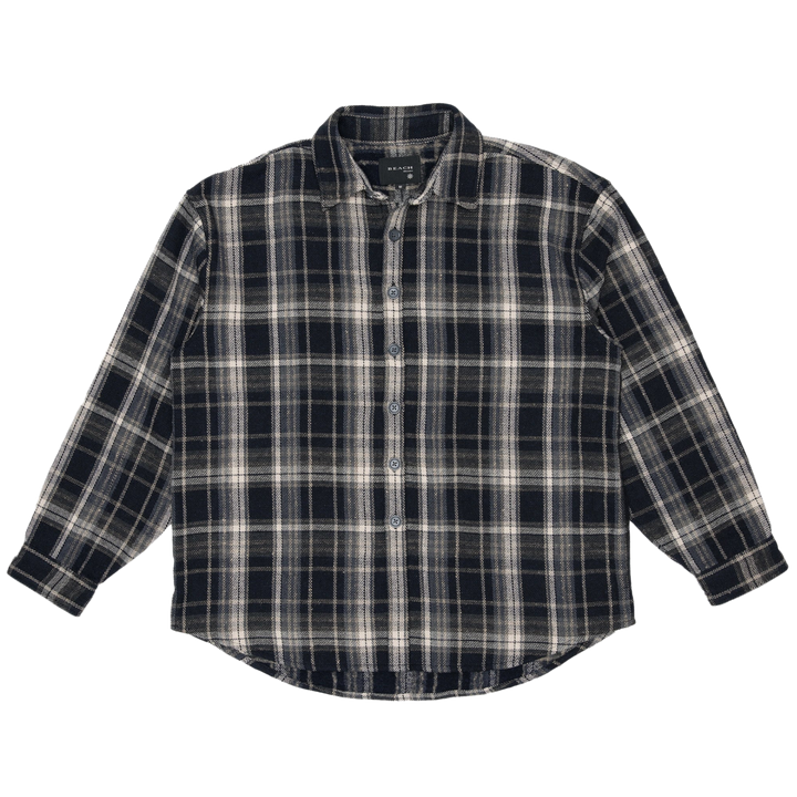 Beach Brains Drop Longsleeve Shirt Navy Check