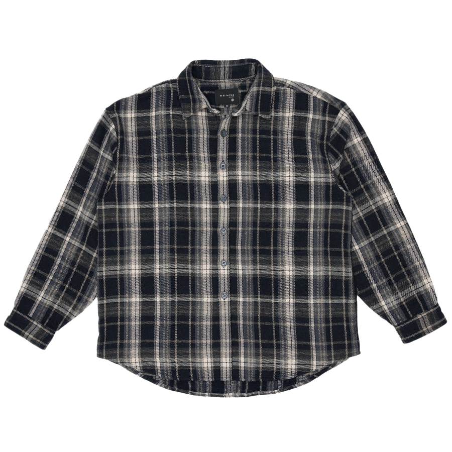 Beach Brains Drop Longsleeve Shirt Navy Check