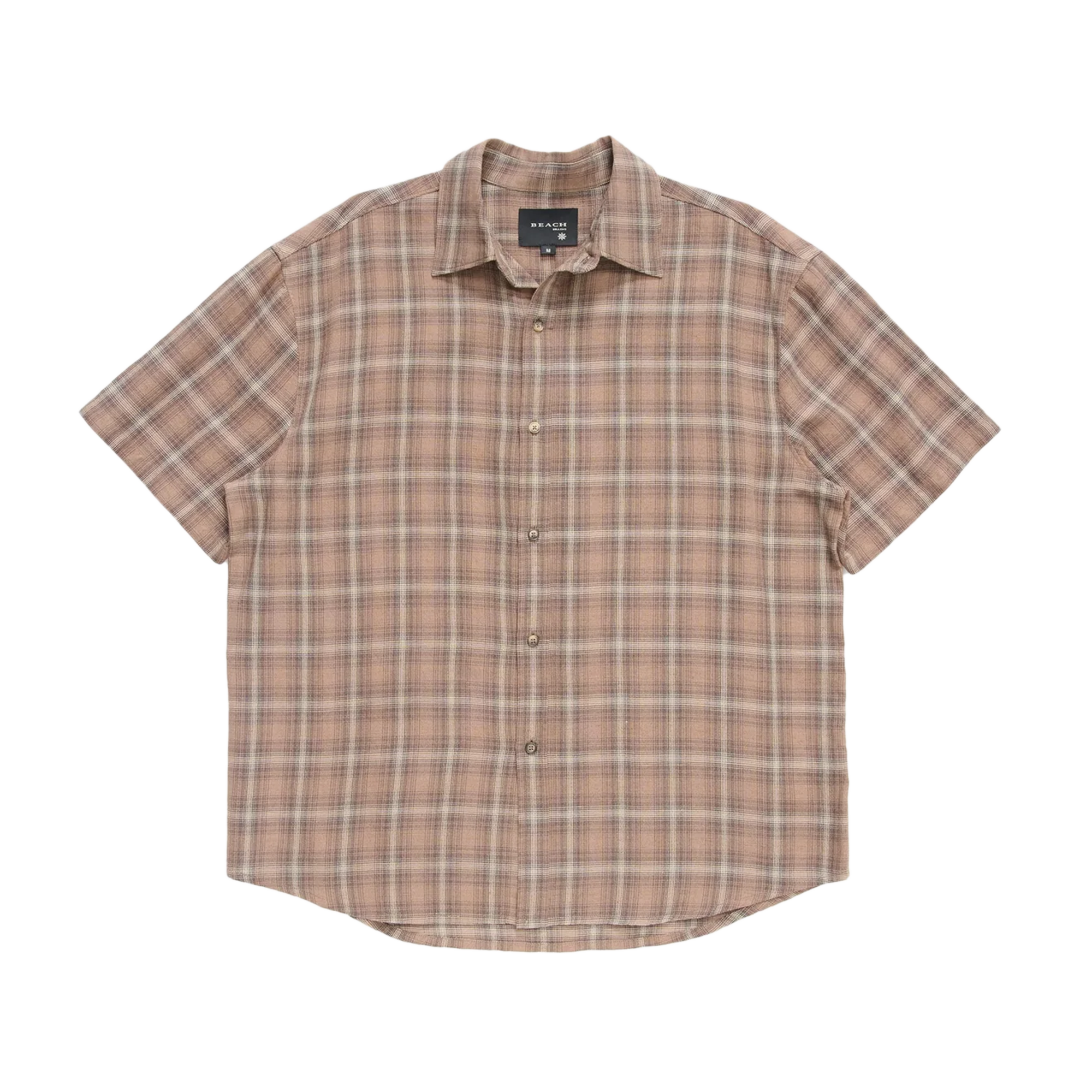 Beach Brains Drop Short Sleeve Shirt Brown Check