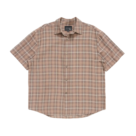 Beach Brains Drop Short Sleeve Shirt Brown Check