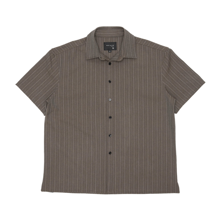 Beach Brains Hold Longsleeve Shirt Brown Pinstripe