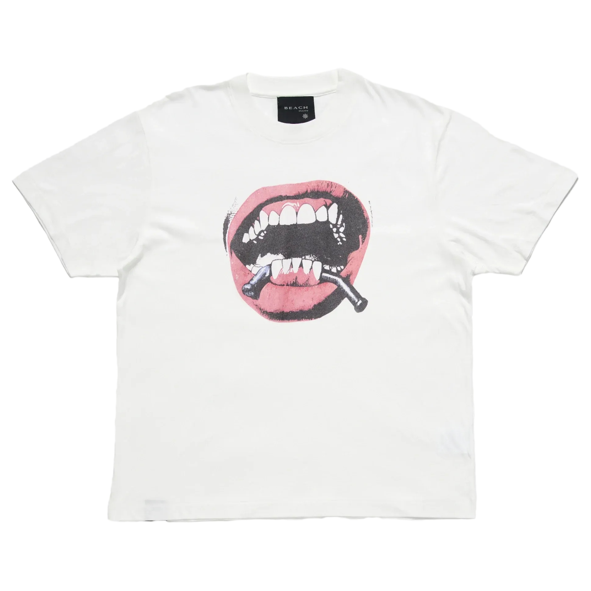 Beach Brains Mouth Tee Crisp White