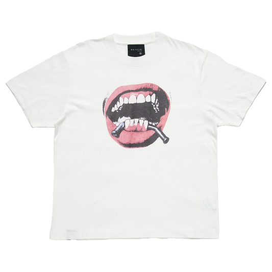 Beach Brains Mouth Tee Crisp White