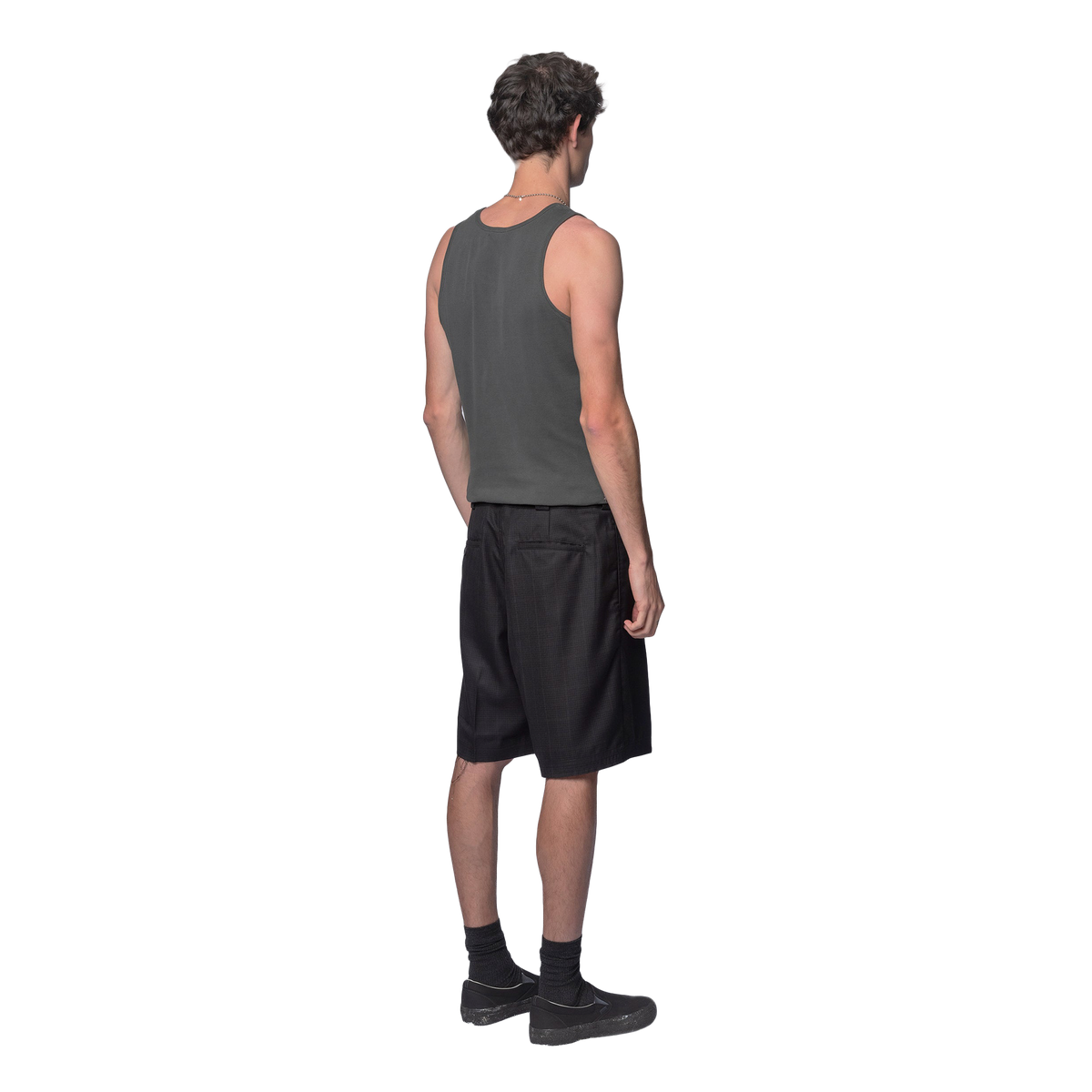 Beach Brains Cut Short Black Plaid