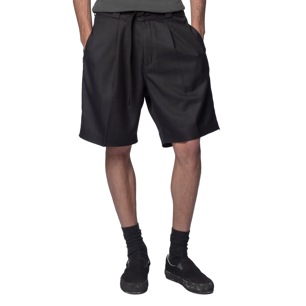 Beach Brains Cut Short Black Plaid