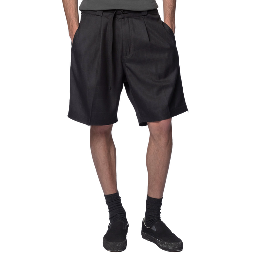 Beach Brains Cut Short Black Plaid
