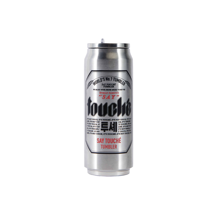 Say Touche Beer Can Tumbler Silver