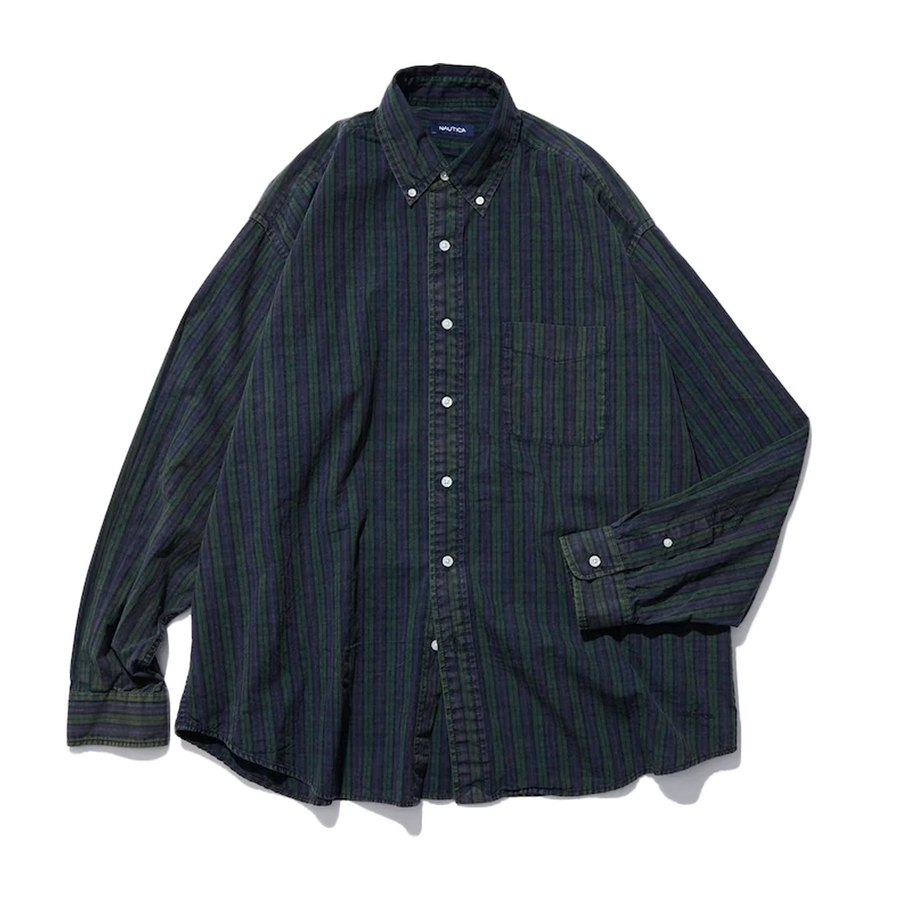 Nautica Japan Bleached Bload Check L/S Shirt Black