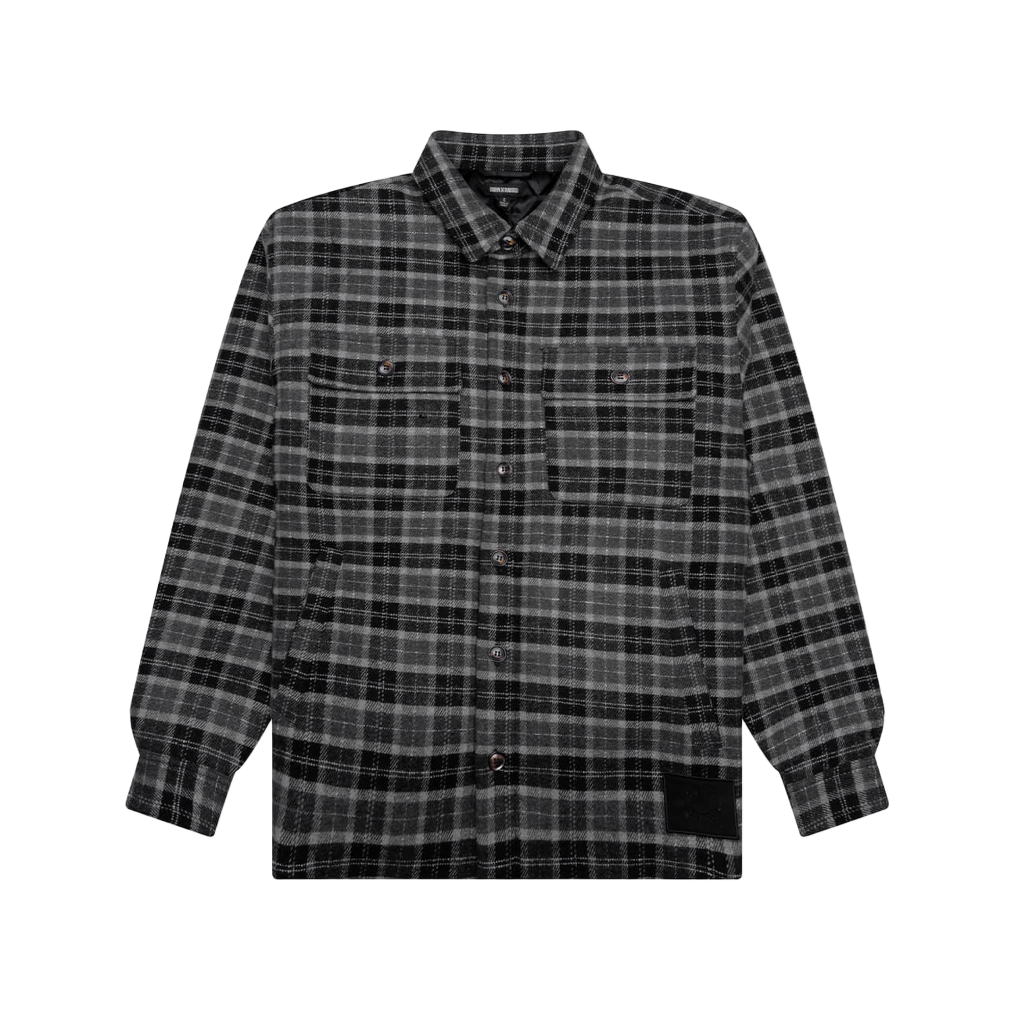 Born x Raised Embr. Flannel Shirt Jacket Grey Black