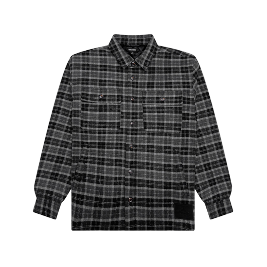 Born x Raised Embr. Flannel Shirt Jacket Grey Black
