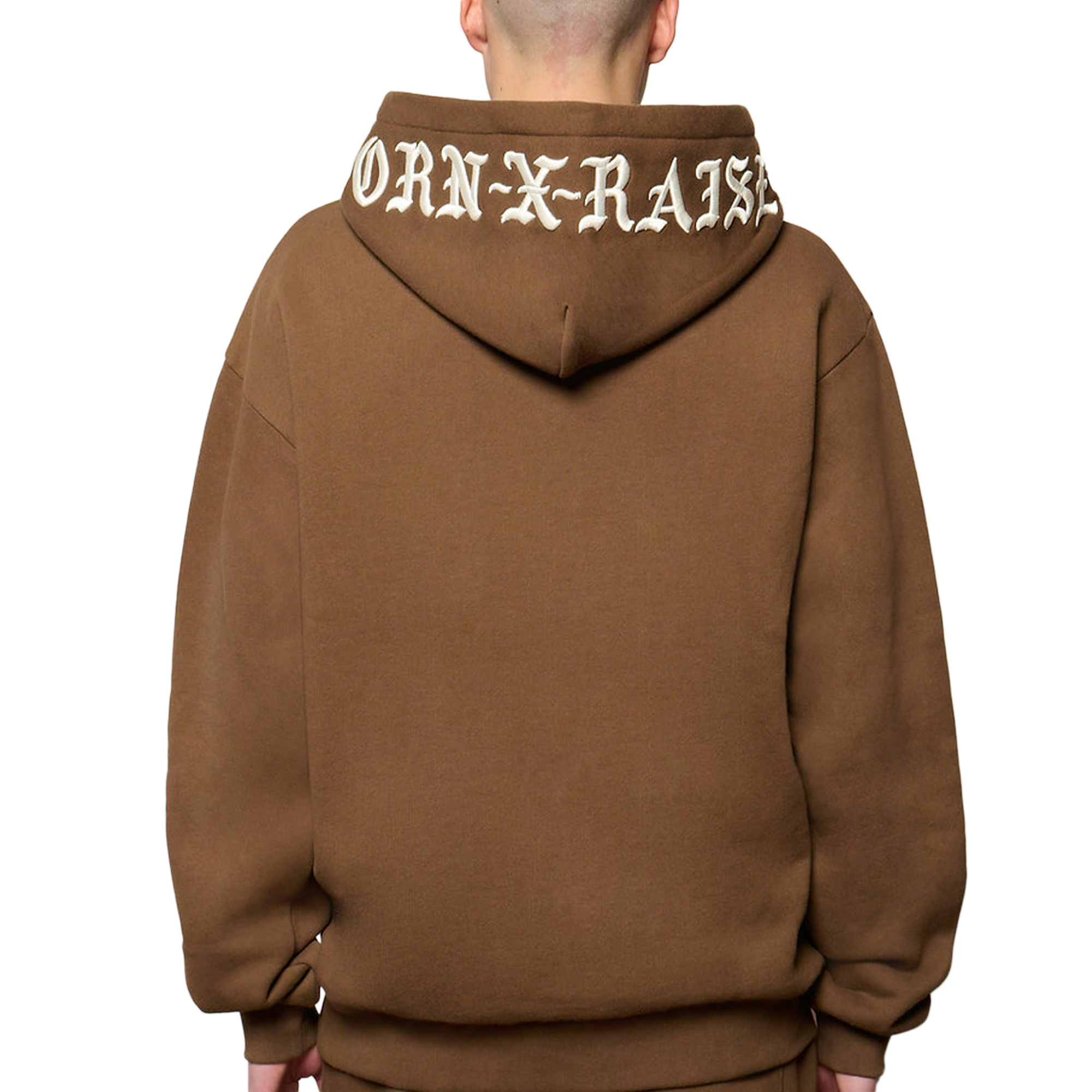 Born x Raised Embroidered Hoodie Walnut Cream