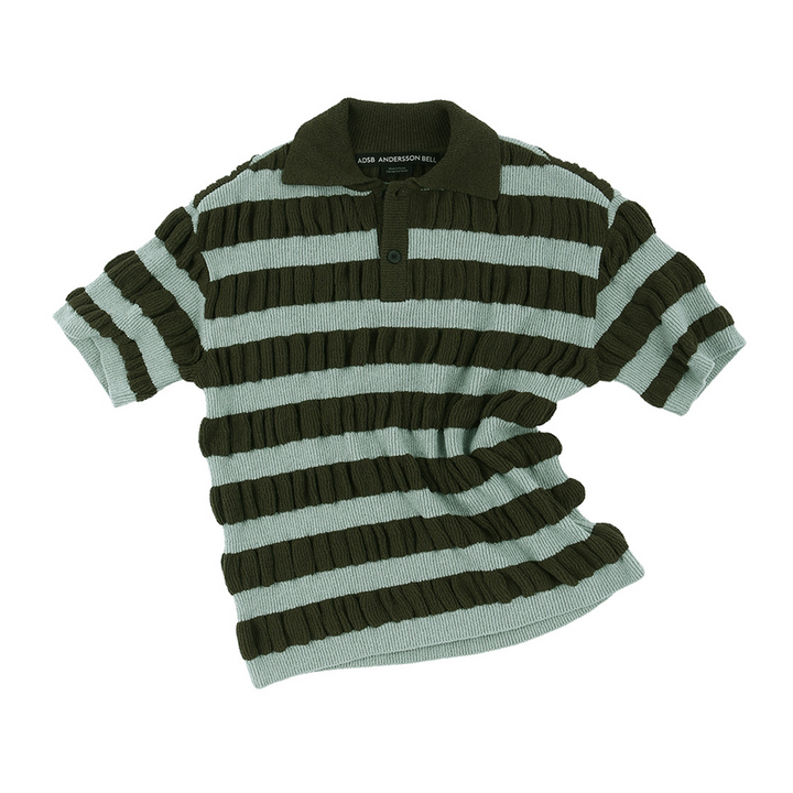 Andersson Bell Bubble Stripe Polo Sweater Brown/Mint ATB1246M