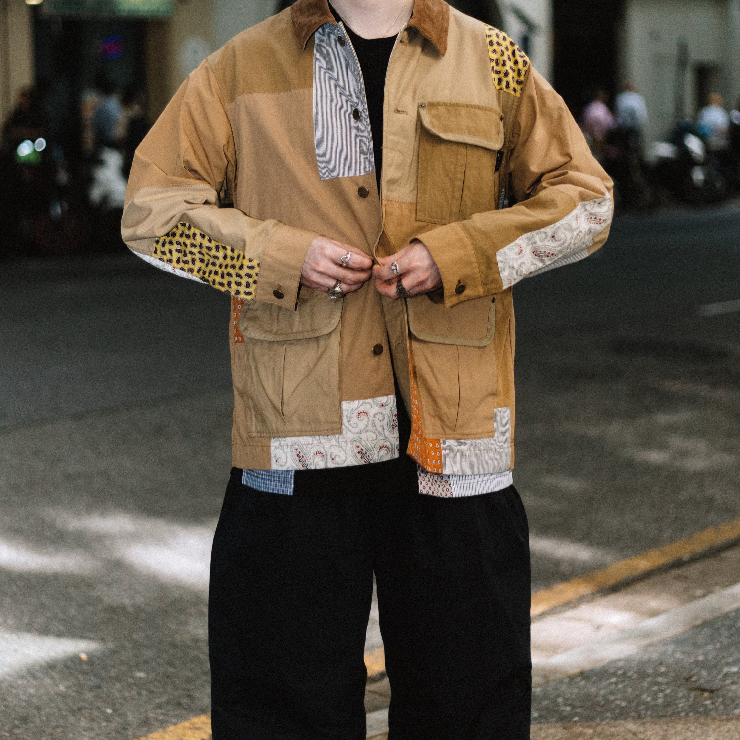 Comme des Garcons Homme Men's Patchwork Field Jacket Sand/Multi HO-J018-051