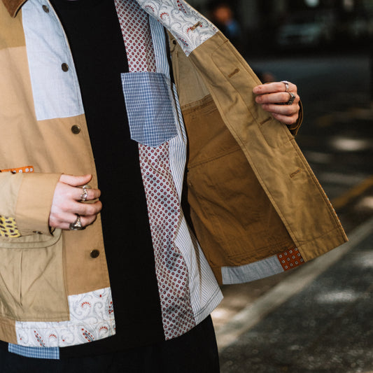 Comme des Garcons Homme Men's Patchwork Field Jacket Sand/Multi HO-J018-051