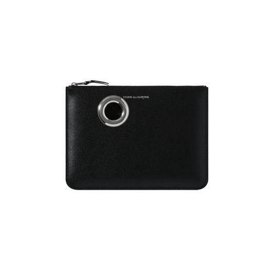 COMME des GARCONS WALLET Silver Eyelet Wallet SA5100SE Black