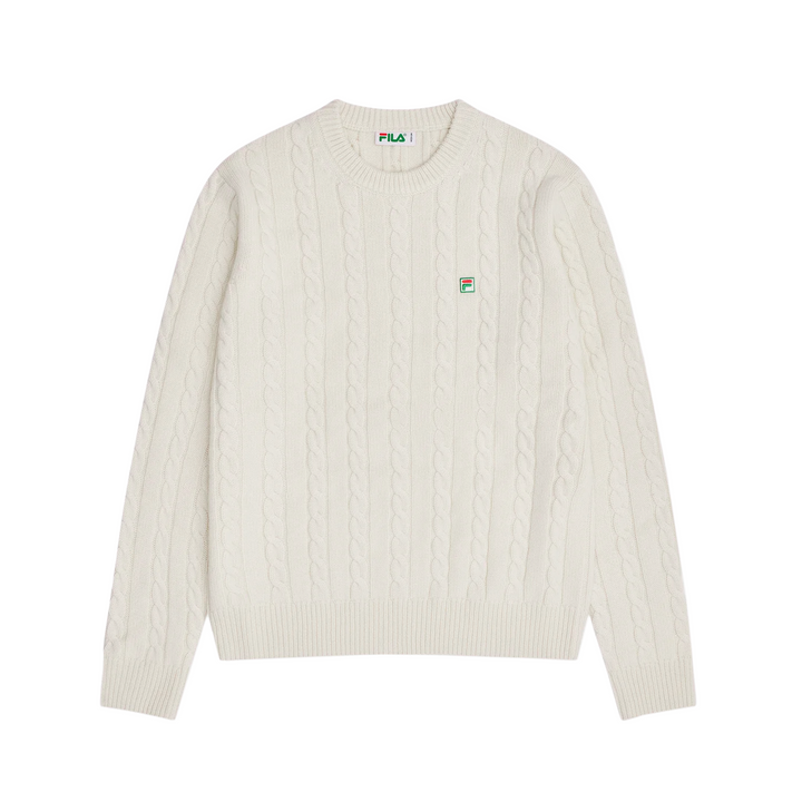 Fila+ Cabled Knitted Crewneck Pure White