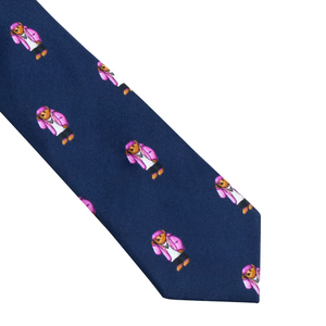 For The Homies Cam'Bear Silk Tie Navy