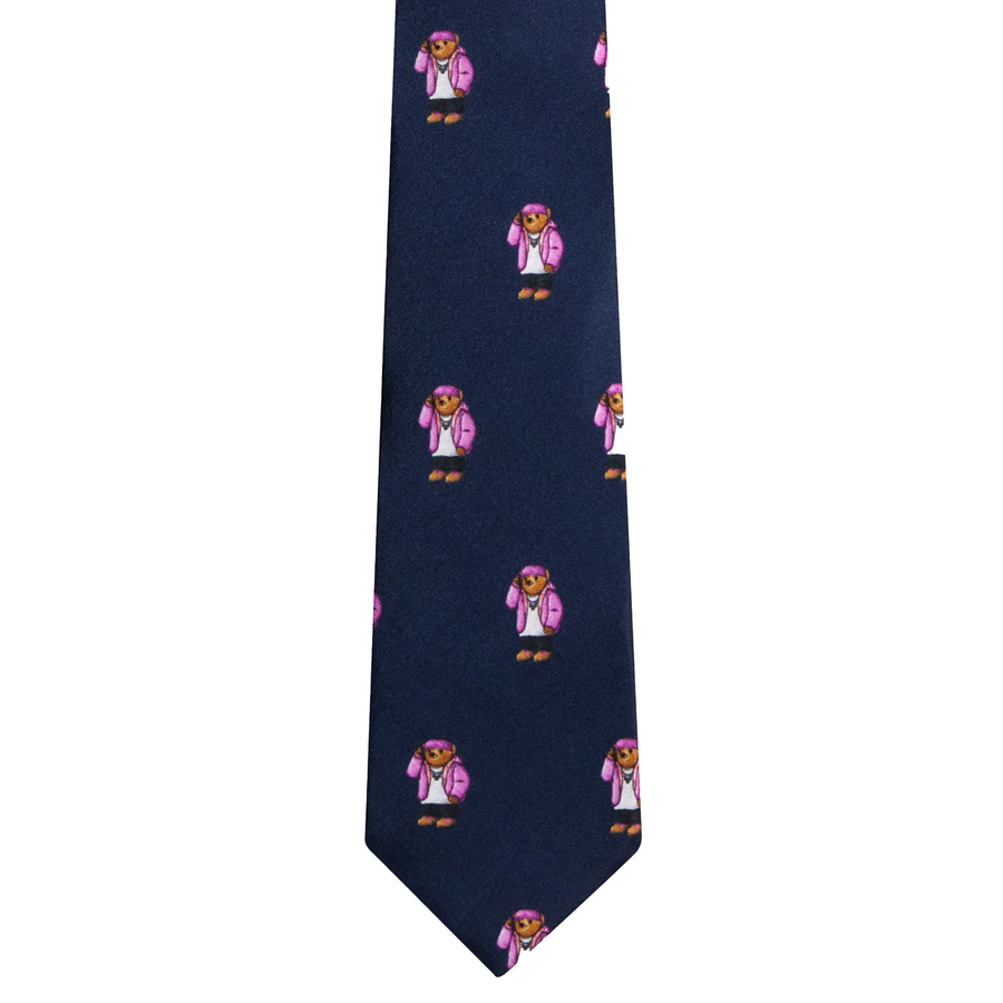 For The Homies Cam'Bear Silk Tie Navy