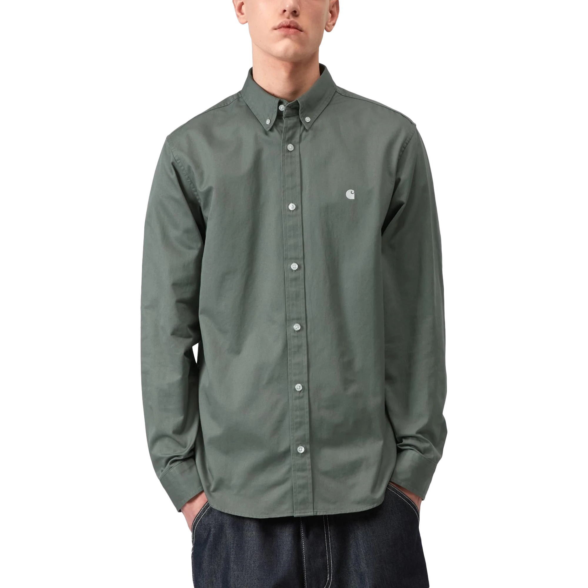Carhartt WIP L/S Madison Shirt Velvet Green/White