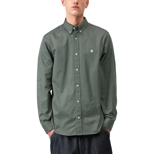 Carhartt WIP L/S Madison Shirt Velvet Green/White