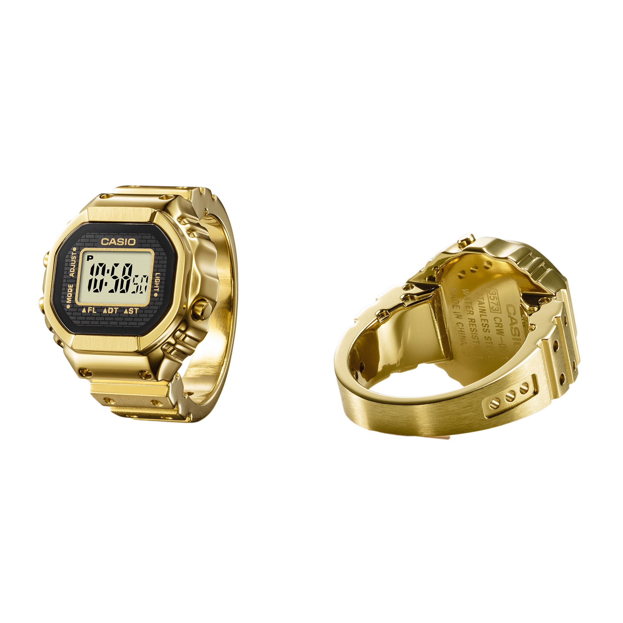 Casio 50th Anniversary Digital Ring Watch Gold CRW-001G