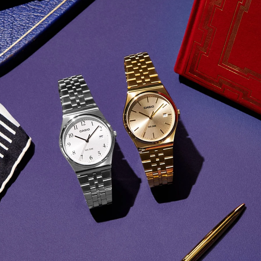 Casio Analogue Goldtone Face S/Steel Band MTPB145G-9A