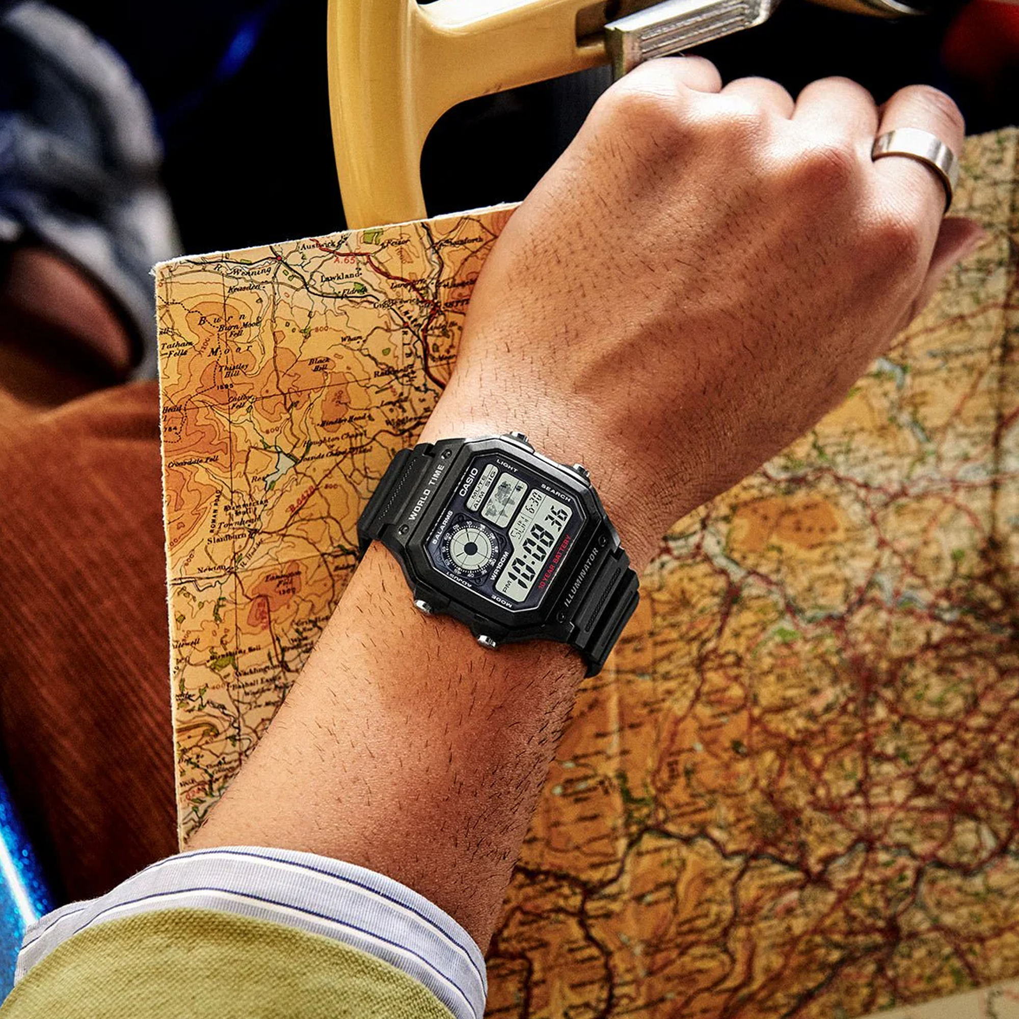 Casio Auto Illum 10yr Batt Black Resin Band AE1200WH-1A