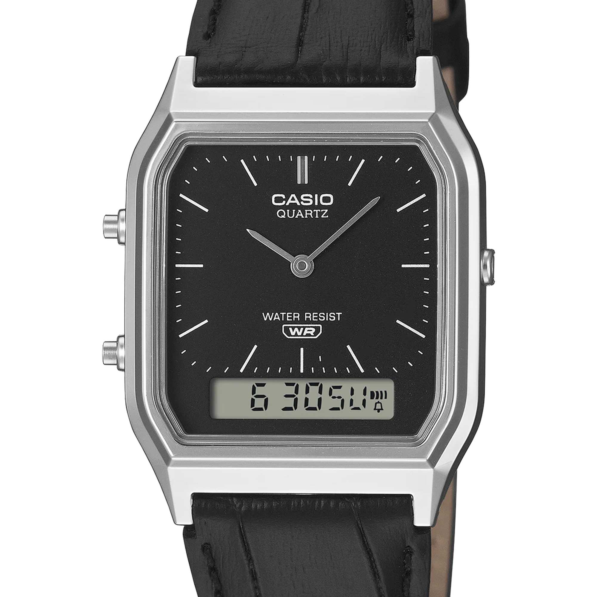 Casio Duo Leather Band Black Dial AQ230EL-1A