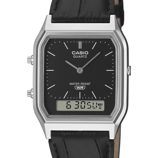 Casio Duo Leather Band Black Dial AQ230EL-1A